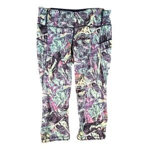 Lululemon Run Inspire Crop Leggings Size 8 Pants Multi Color Pocket Yoga Capri